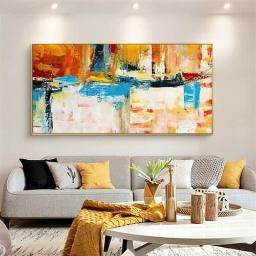 Handmade Abstract Golden Simple Beautiful Canvas Oil Painting Wall Art Picture For Living Room Corridor Modern Home Decoration
