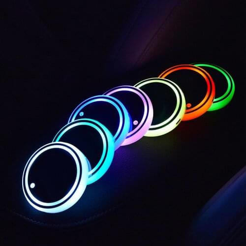 Car LED Cup Anti-Slip Mat Luminous Mat Automotive Interior USB Colorful Light Luminous Trim Lamp Car drink coaster anti-slip
