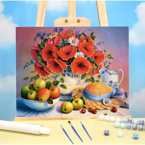 Fruit Flower Art Paint By Numbers Complete Kit Oil Paints 40*50 Oil Painting Wall Decoration Adults Wholesale Drawing