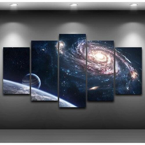 Living Room HD Printed Painting Pictures Home Decoration 5 Panel Universe Milky Way Nebula Modern Wall Art Posters Framework
