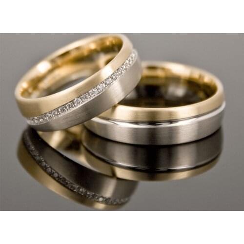 SILVERFONI 925 Sterling Real Silver Wedding Rings Set For Men And Women Jewelry Hand Made Anniversary Gift New Season Gold Plate