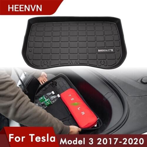 Heenvn Model3 Car Front Trunk Mat TPE Rubber Floor Tasteless For Tesla Model 3 Accessories Fit Argo Before Cargo Tray Waterproof