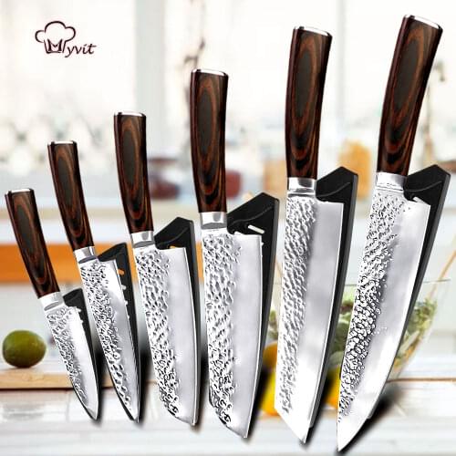 Chef Knife 1-6pcs Kitchen Knives 5 7 8 inch High Carbon Stainless Steel 7CR17 440 Meat Fish Utility Paring Knife Cutter Cooking
