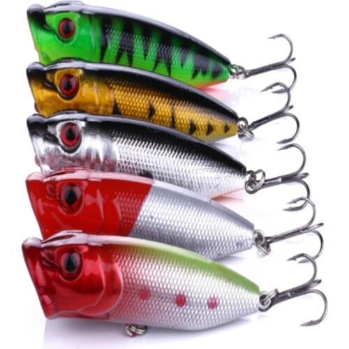 Hot 1pcs Fishing Lures 6.5cm/12g Topwater Popper Bait 4 Color Hard Bait Artificial Wobblers Plastic Fishing Tackle With 6# Hooks