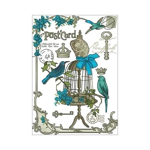 TOP YIXIAO Counted Cross Stitch Kit Tailoring shop Series Blue Green tailoring shop