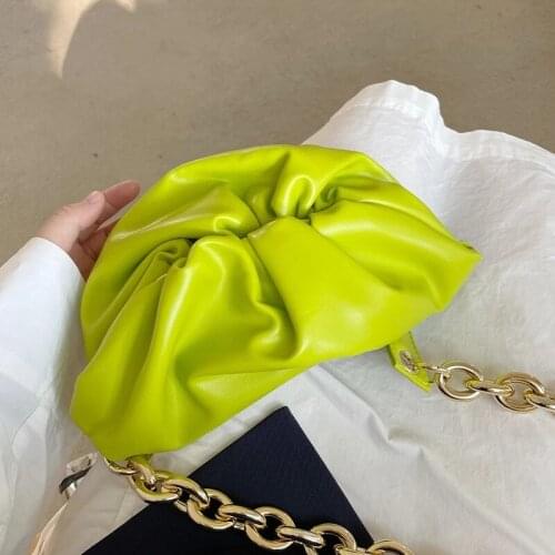 Clamp Folds Design Small PU Leather Crossbody Bags for Women 2021 Summer Trend Female Branded Chain Shoulder Handbags and Purses