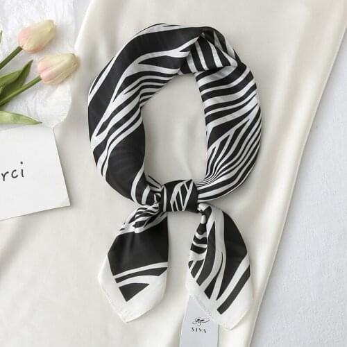 70cm Small Square Scarf Silk Scarf Women 2021 New Line Printing Scarf Professional Bib Fashion Scarves