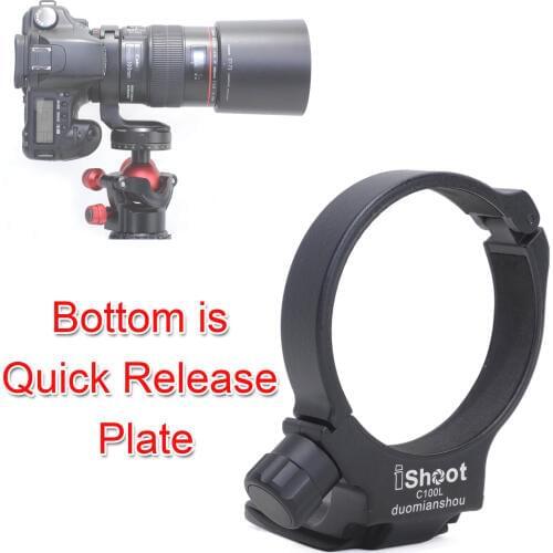 IShoot Metal Tripod Mount Ring D Lens Collar with ARCA-SWISS Quick Release Plate for Canon EF 100mm f/2.8L Macro IS USM Lens
