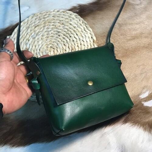 Genuine Leather Ladies Mini Bags 2021 Summer Handmade Cowhide Vintage Women Small Bag Simple Solid Color Shoulder Messenger Bag