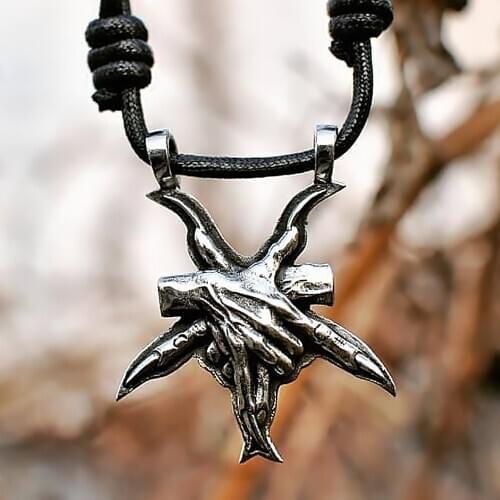 EYHIM 316L Stainless Steel Cult Satan Pentagram Silver Color Necklace Pendant Accessory Fashion Mens Gothic Satanic Jewelry