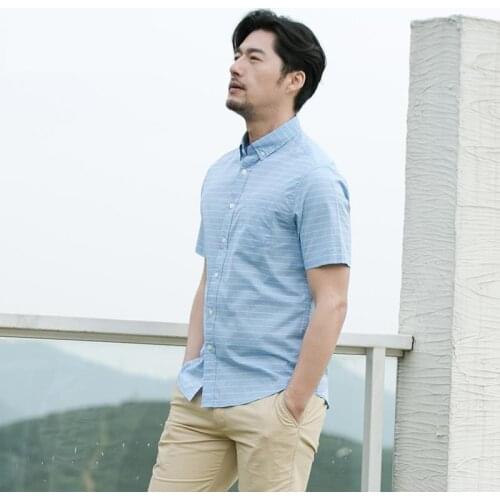 2019 New Arrival Fashion Summer Youth Men Stripe 100%pure Cotton Thin Short Sleeved Casual Shirts Plus Size MXL2XL3XL4XL5XL6XL