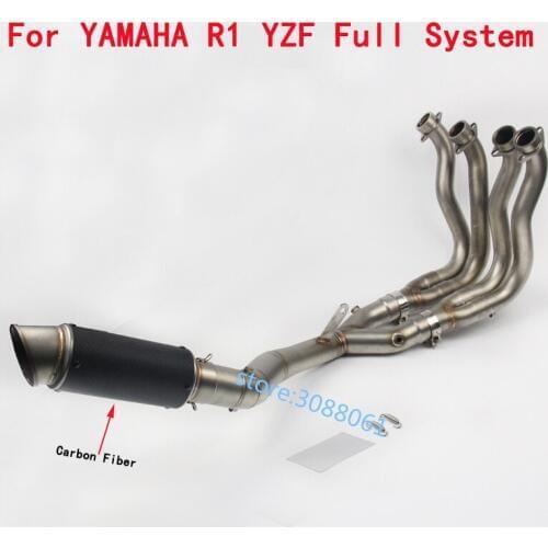 Full Sysem Motorcycle Exhaust Carbon Fiber Muffler Set With Stainless Steel Link Pipe Tube For YAMAHA R1 YZF 2015 2016 2017