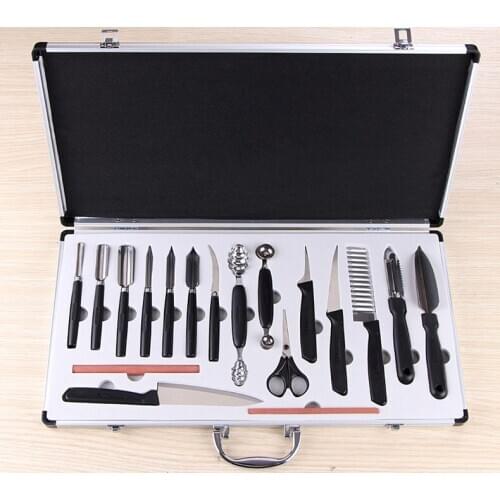 Quality 18 pcs kitchen fruit food carving knvies, SS Vegetable Fruit Carving Chisel knife tool set