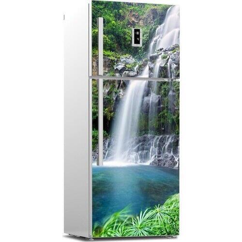 DIY Fridge Sticker Waterfall Refrigerator Dishwasher Door Wrap Kitchen Wallpaper Accessories Modern 3d Wall Stickers