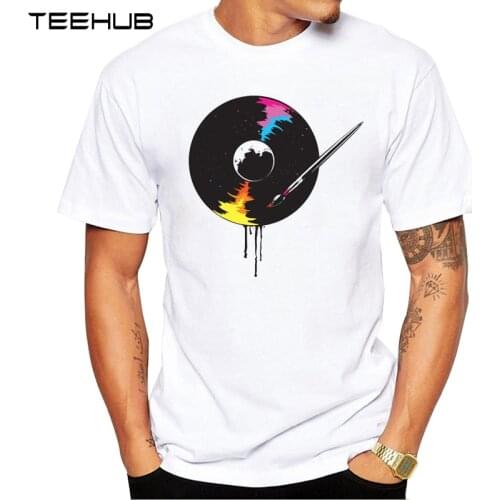 New Arrivals 2019 TEEHUB Cool Mens Fashion Music wheel Design T-Shirt Short Sleeve O-neck Tops Hipster Tee