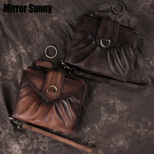 New Womens Wallet Retro Short Casual Head Layer Genuine Cowhide Leather Female Wristband Wallet Large Capacity Ladies Carteira