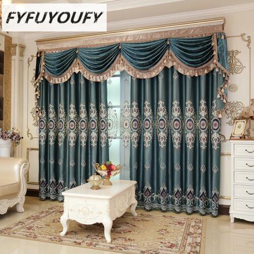 Curtain Luxury Europe Style Curtains With Valance Jacquard Curtains For Living room Modern Window Curtain for Bedroom Lace