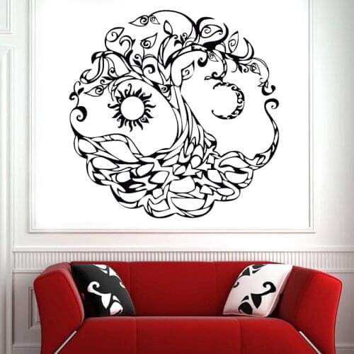 Sacred Tree of Life Symbol Vinyl Wall Decal Moon Sun Day Night Living Room Bedroom Stickers Removable Art Home Decoration Z212