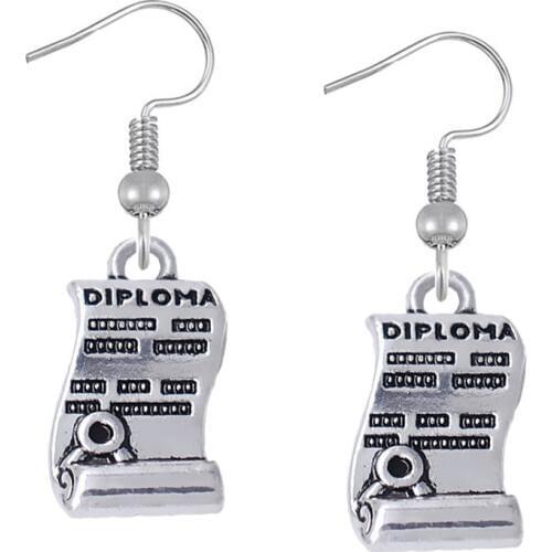 DOUBLE NOSE dropshipping class school graduate diploma earrings for students anniversary souvenir party gift jewelry