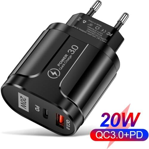 PD 20W USB Fast Charger Portable Dual Ports QC3.0 Type C 3A Quick Phone Charging Head Wall Charge Adapter US/EU/UK