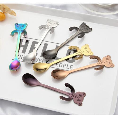 Funny Gift Bear Coffee Spoon Handle 304 Stainless Steel Mixing Stiring Spoon Milkshake Spoon Food Safe