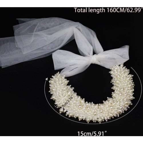 Bridal Pearl Tiara Headband Beaded Goddess Headdress Birthday Party Headwear Head Accessory for Special Events LX9E