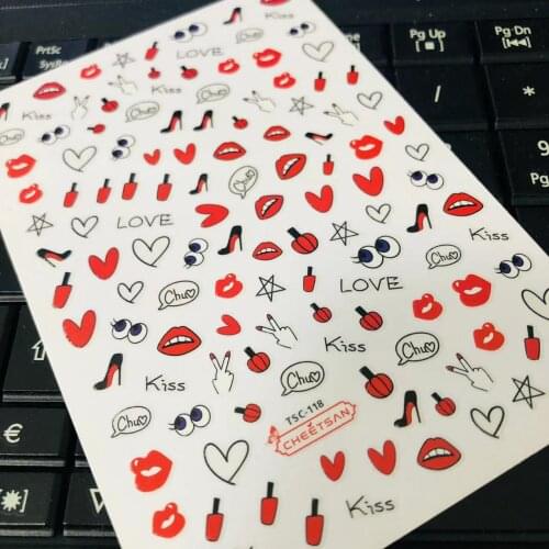 TSC-118 HEARTseries big size 3d nail art stickers decal cheetsan brand template diy nail tool decorations