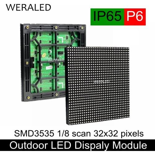 P6 Outdoor LED Module 192x192mm RGB LED Video Panel Unit 32*32 Pixels IP65 Waterproof Advertising P6 Full Color LED Panel Unit