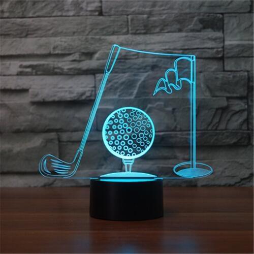 Foreign trade new golf frame seven color 3D night lamp LED acrylic visual gradient lamp touch illusion lamp As Kids Toy Gift