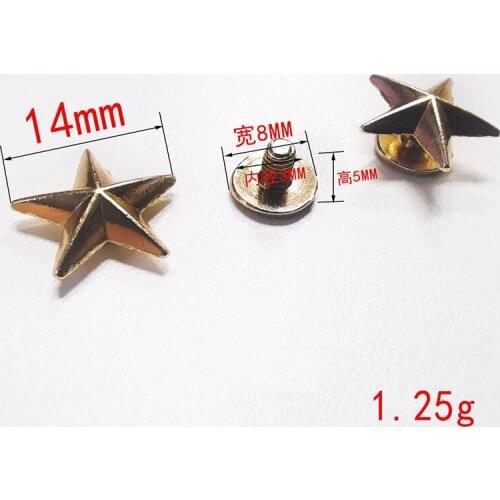 100 Pcs / Lot 4 Colors Diy Convex Five Pointed Star Rivet Hardware Shoe Accessories Screw Decoration Leather Craft Bag And Belt