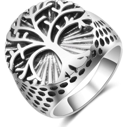 WANGAIYAO retro forest tree of life ring men and women hip hop rock jewelry ring