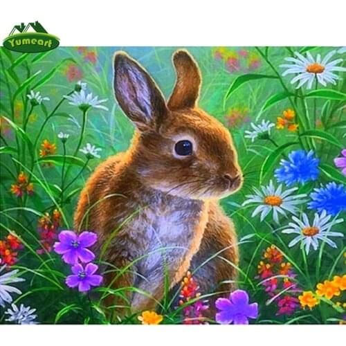 YUMEART Diamond Patchwork Picture 5D DIY Rabbit Diamond Painting Kit Mosaic Diamond Art Cross Stitch Home Decor Artwork Crafts