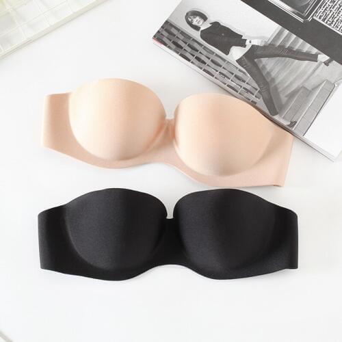Fatimu Women Super Push Up Seamless Underwire Bra Gather Adjustable Girls Soid Lingerie Bra Strapless Womens Bras Underwear