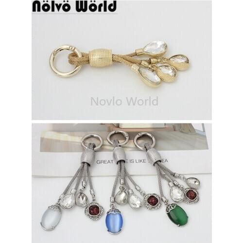 1-5-20 pieces High fashion gold silver keychains Bag handbag Metal Keyrings Customized Key Rings Ornament Tassel Creative Gifts