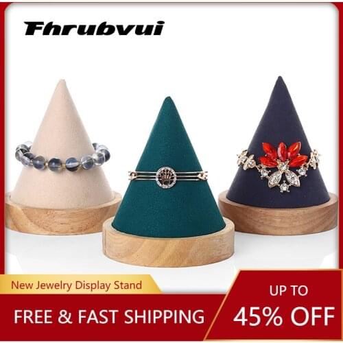 1PCS Conical Solid Wood Bangle Bracelet Watch Holder Exhibit/Retail Stores Jewelry Display Stand Organizer Holders