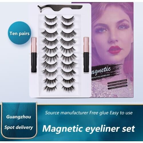 10 pairs magnetic lashes eyeliner magnetic kit faux mink hair eyelashes natural long clip bulk wholesale beauty makeup tools