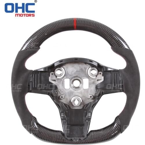 100% Real Carbon Fiber Steering Wheel compatible for Tesla Model 3