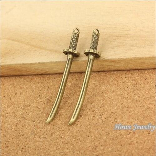 12pcs quality Antique bronze Japanese samurai swords Pendant Alloy DIY Fashion charm Bracelet Necklace Jewelry Accessories 10084