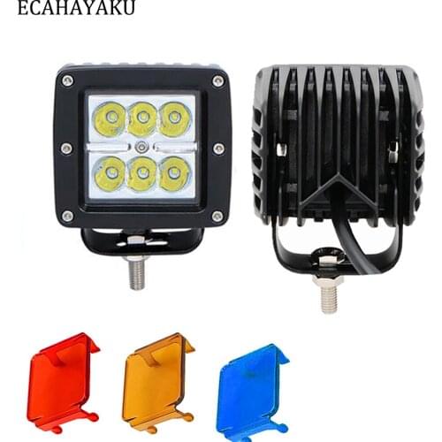 2pcs 3x3 Inch Dually Led Work Light 18W Flood Beam Cubic Pods Lamp with Covers Led Fog Light for Off-road Truck Boat ATV 12V~24V