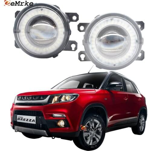 2 Pieces Car LED Lens Fog Lights Assembly Angel Eye DRL Daytime Runinng Light Lamp for Suzuki Vitara Brezza 2016 2017 2018-2020