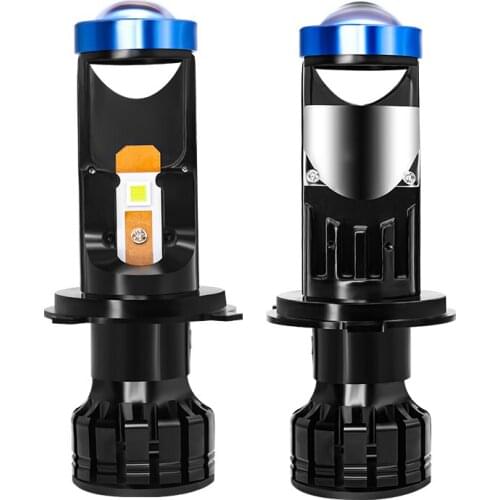 2pcs/Set H4 Hi/Low Beam LED Mini Projector Lens H4 LED Headlight Bi-LED H4 High Beam Low Beam Lamp Bulbs 6000K 8000LM Auto Light