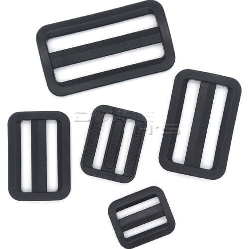 20pcs/lot Plastic Black Curve Tri-Glide Slider Adjustable Buckle for Bags Webbing