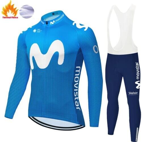 2020 team movistar divisa ciclismo Winter Thermal Fleece cycling jersey 20D gel pad cycling pants men cycling set