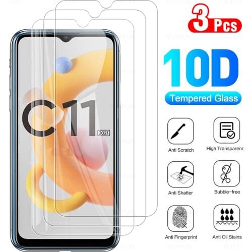 3pcs realmy c11 glass tempered glasses realmi c21 2021 6.52" anti-scratch screen protectors film for oppo realme c11 c 11 glas