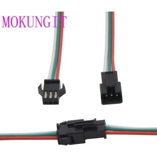 5~500Pairs 3 Pin JST SM Female Male Connecters For WS2812B WS2811 WS2812 LED Strip 15CM