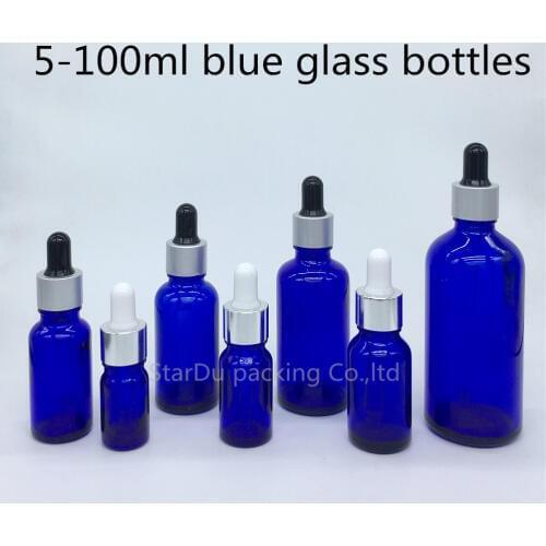 5ml-100ml blue Glass Bottle With Dropper Essential Oil Bottle, High quality Perfume bottle 200pcs/lot