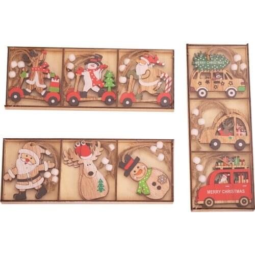 9Pcs Merry Christmas Tree Decorations Wood Xmas Ornaments Happy New Year 2022 Noel Christmas Decorations for Home Navidad 2021