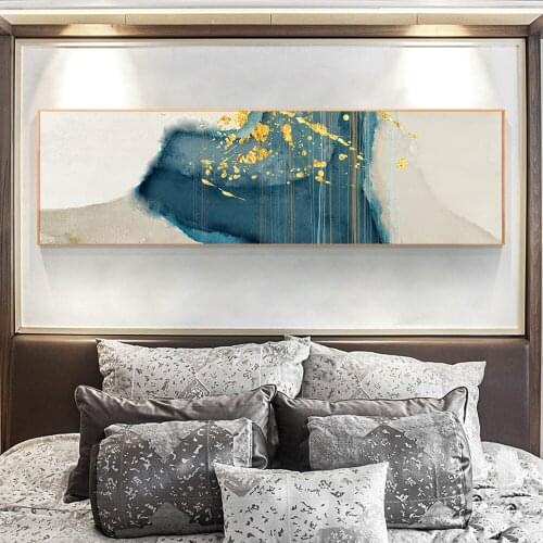 Abstract Light Blue Stitching Canvas Painting Nordic Posters and Prints Wall Art Pictures for Living room Home Decor