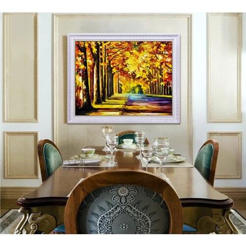 Abstract Hand-painted Oil Painting Romantic Woods Autumn Landscape Living Room Wall Canvas Art Home Hotel Bar Decoration Posters
