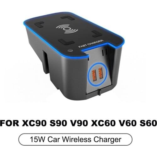 Car Wireless Charger Board For Volvo XC60 S90 XC90 V60 V90 S60 Cigarette Lighter Mobile Phone Fast Charging Charger 2015-2021